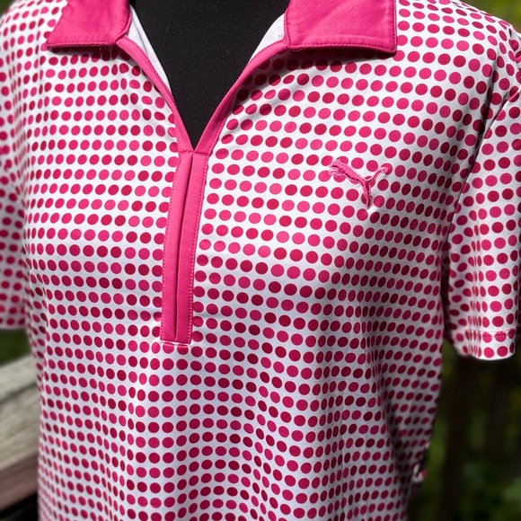 Puma Pink Polka Dot Golf Shirt - Picture 3 of 5